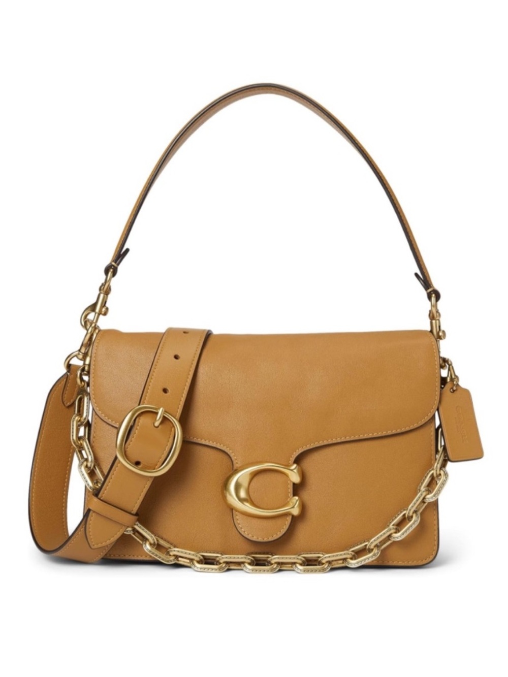 Coach Tabby Shoulder Bag With Chain / Tan Leather Gold Hardware Crossbody - New